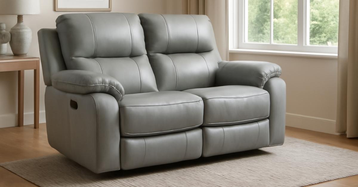 Buy Galaxy Tech 2 Seater Recliner Sofa – Soft Grey Leather Finish