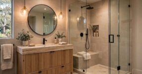 Luxurious modern Australian bathroom renovation with walk-in shower