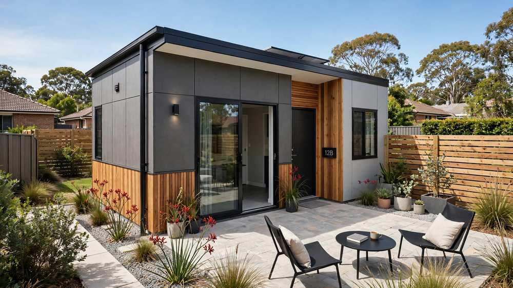 Modern granny flat secondary dwelling in an Australian suburb