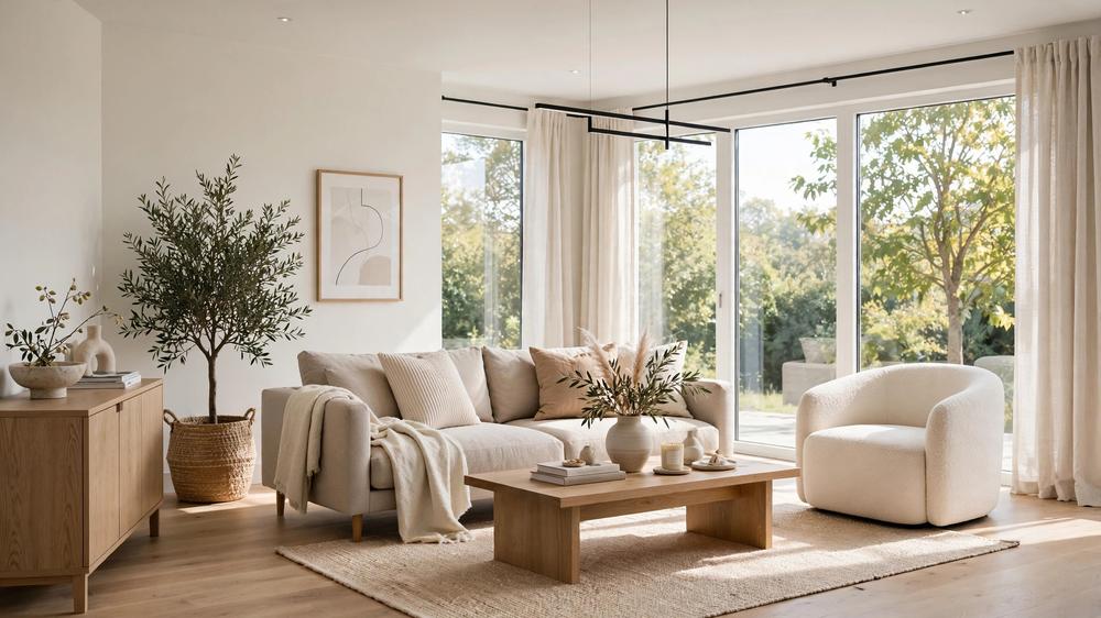 Freshly painted bright neutral interior living room
