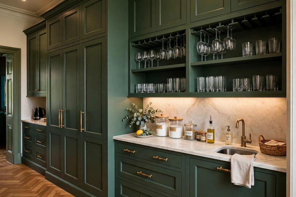 Elegant butler's pantry with floor-to-ceiling cabinetry